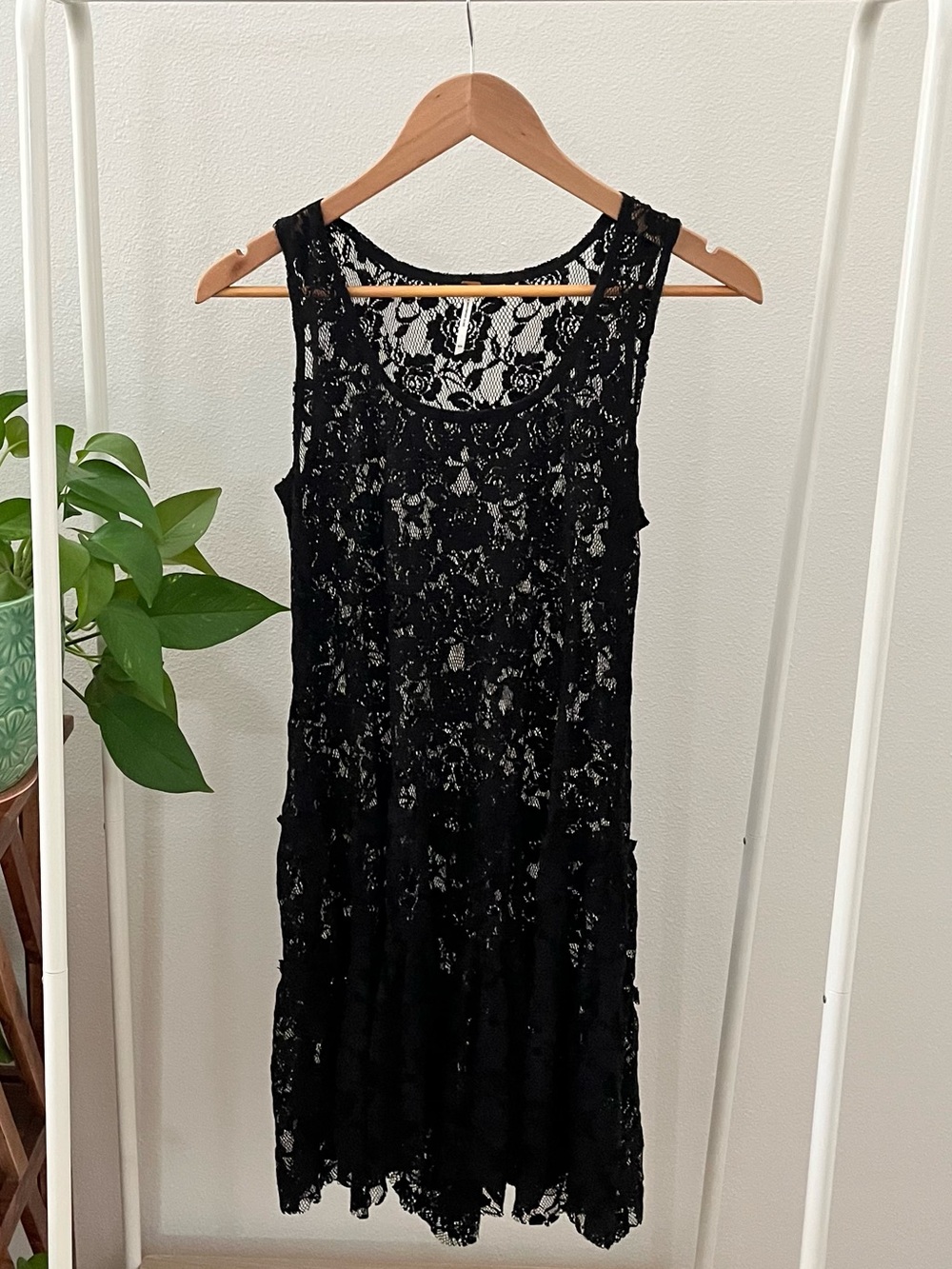 Free People Black Lace Sleeveless Dress, Size M